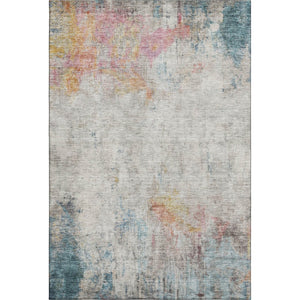 HomeRoots 10' X 14' Teal Pink Gold Abstract Area Rug - Washable, UV Protected, Stain Resistant for High Traffic Spaces 692124