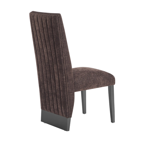 English Elm STACEY Modern Brown 2PK Dining Chairs - Solid Wood & MDF, Bouclé Polyester Upholstery, Tall Back Elegance B201P311872