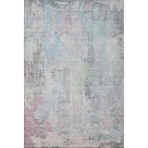 HomeRoots 9' X 12' Stylish Blue Green Gray Abstract Washable Area Rug with UV Protection for Active Homes 692135