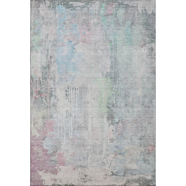 HomeRoots 9' X 12' Stylish Blue Green Gray Abstract Washable Area Rug with UV Protection for Active Homes 692135