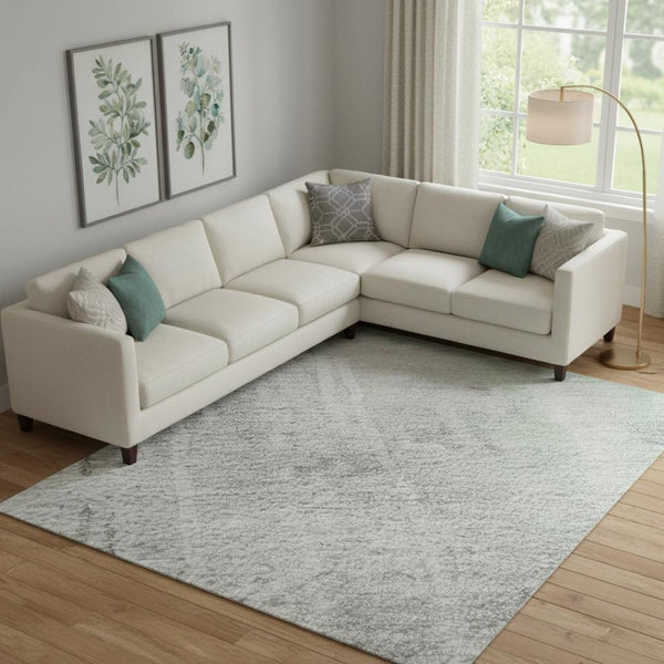 HomeRoots 9' X 12' Stylish Blue Green Gray Abstract Washable Area Rug with UV Protection for Active Homes 692135