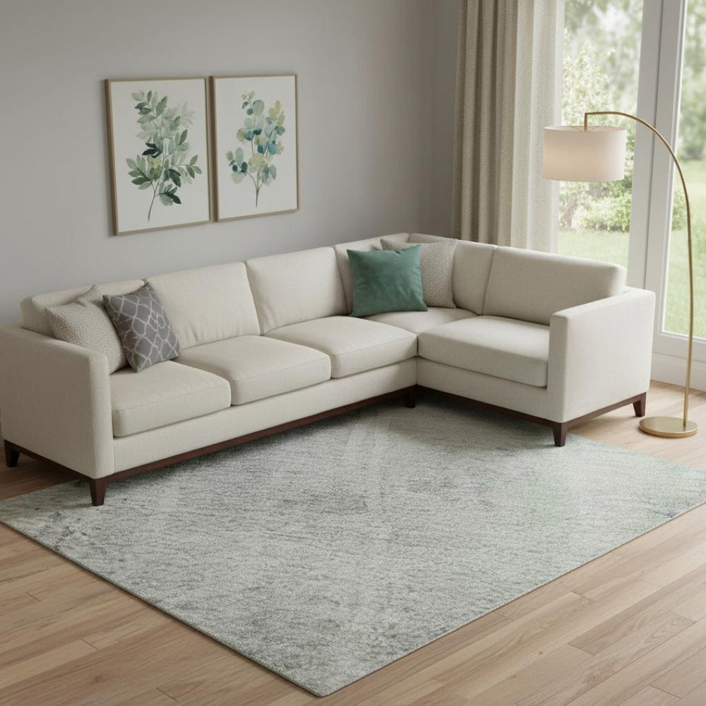 HomeRoots 10' Washable Area Rug in Blue Green & Gray Abstract Design – UV Protected, Durable, Stain Resistant 692136