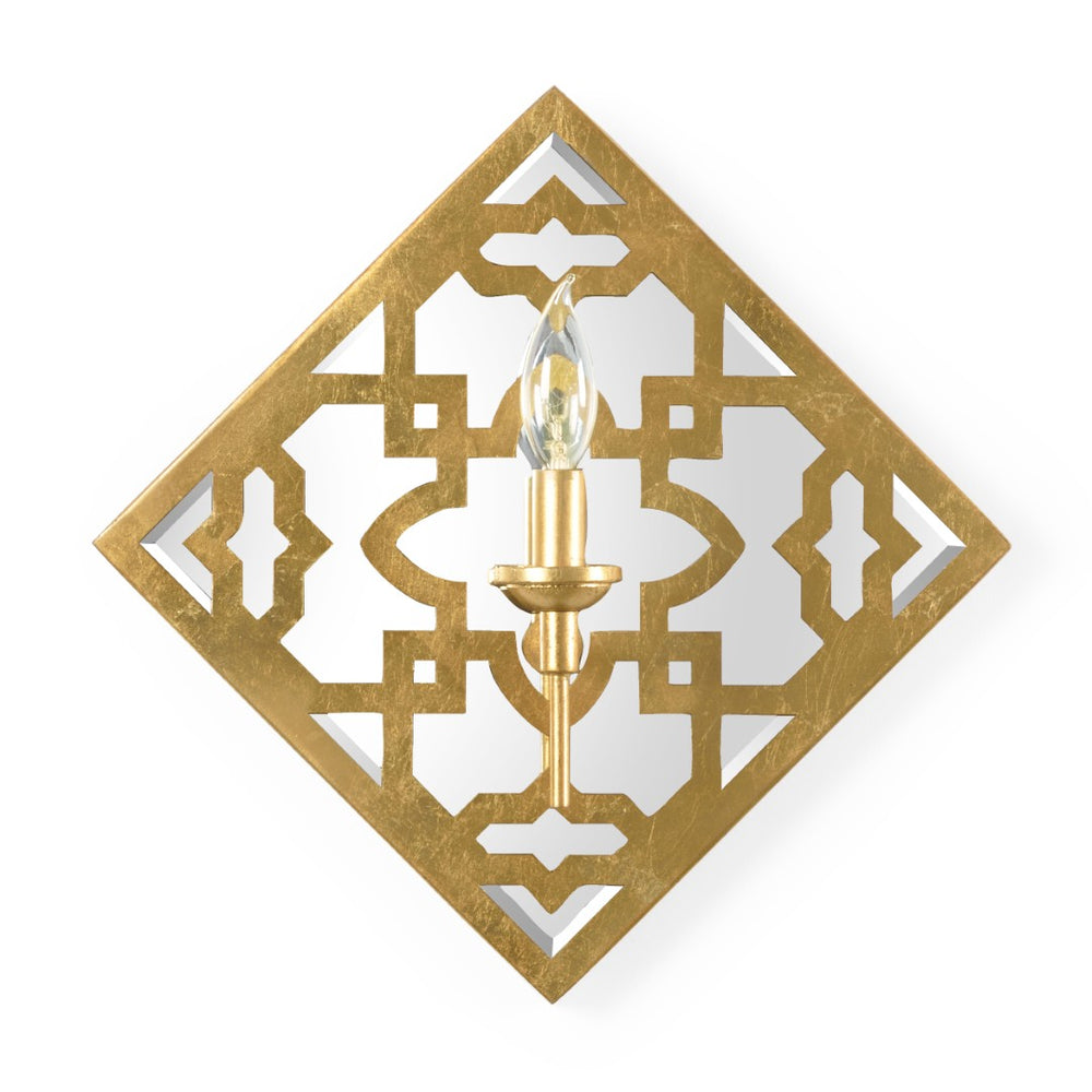 Chelsea House Agadir Antique Gold Medallion Sconce With Beveled Mirror Back, Iron Wall Light For Entryway Decor 69214