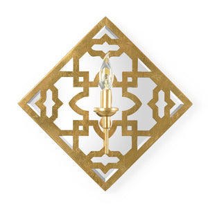 Chelsea House Agadir Antique Gold Medallion Sconce With Beveled Mirror Back, Iron Wall Light For Entryway Decor 69214