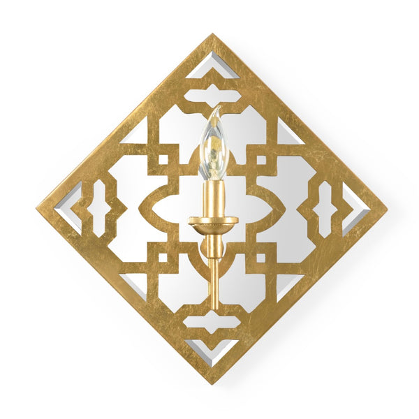 Chelsea House Agadir Antique Gold Medallion Sconce With Beveled Mirror Back, Iron Wall Light For Entryway Decor 69214