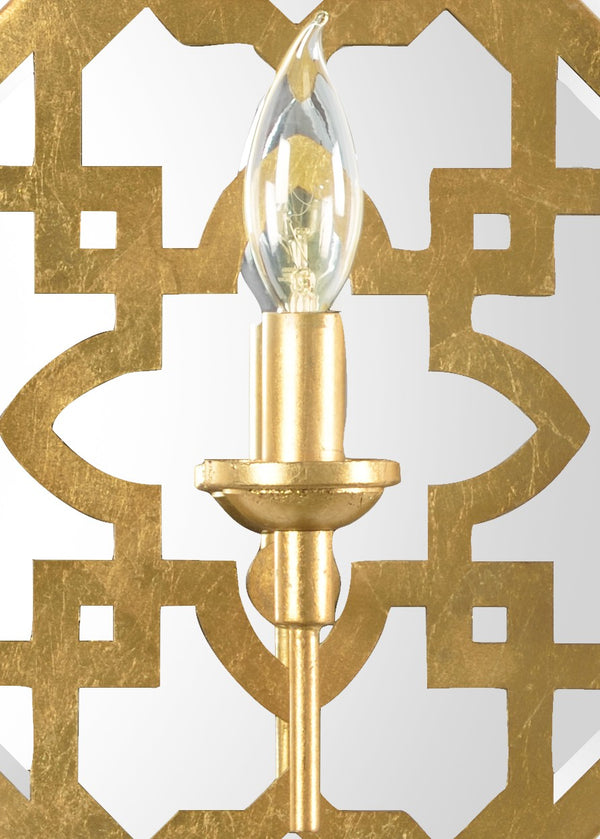 Chelsea House Agadir Antique Gold Medallion Sconce With Beveled Mirror Back, Iron Wall Light For Entryway Decor 69214