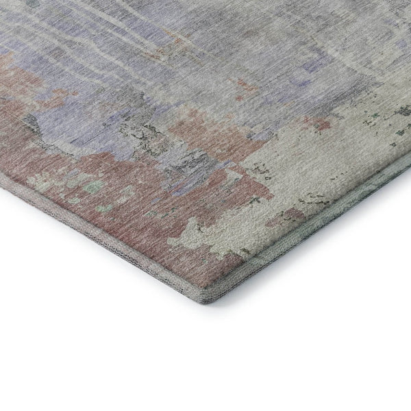 HomeRoots 9' X 12' Washable Abstract Area Rug in Purple, Blue & Gray - UV Protected & Easy-Care Design! 692141