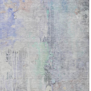 HomeRoots 9' X 12' Washable Abstract Area Rug in Purple, Blue & Gray - UV Protected & Easy-Care Design! 692141