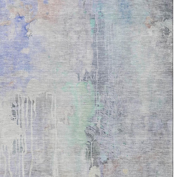 HomeRoots 10' X 14' Stylish Purple, Blue & Gray Abstract Washable Area Rug with UV Protection & Durability 692142