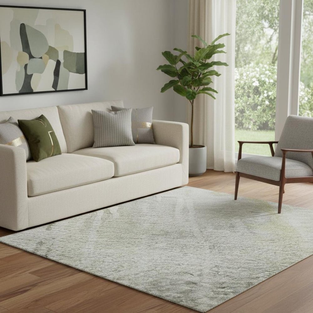 HomeRoots 5' X 8' Washable Silver Gray & Gold Abstract Area Rug with UV Protection for Modern Spaces 692144