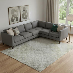HomeRoots 9' X 12' Silver Gray & Gold Abstract Washable Area Rug with UV Protection, Stain Resistant & Durable 692147