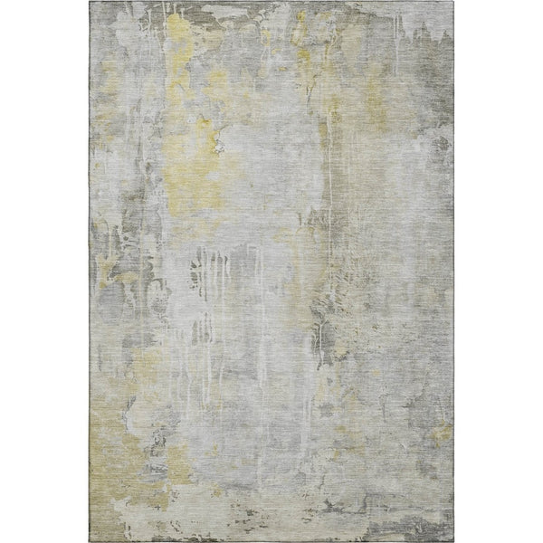 HomeRoots 10' Stylish Silver Gray and Gold Abstract Washable Area Rug with UV Protection for Homes & Pets 692148