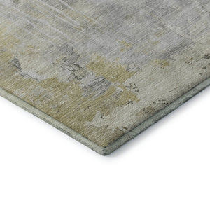 HomeRoots 10' Stylish Silver Gray and Gold Abstract Washable Area Rug with UV Protection for Homes & Pets 692148