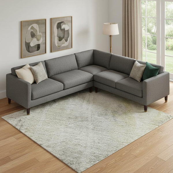 HomeRoots 10' Stylish Silver Gray and Gold Abstract Washable Area Rug with UV Protection for Homes & Pets 692148
