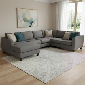 HomeRoots 8' Abstract Taupe, Teal & Purple Area Rug - Washable, UV-Protected, Stain-Resistant for High Traffic! 692152