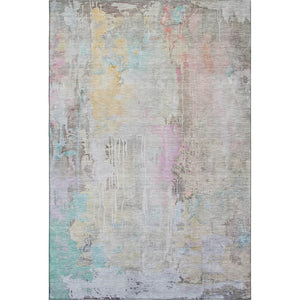 HomeRoots 8' Abstract Taupe, Teal & Purple Area Rug - Washable, UV-Protected, Stain-Resistant for High Traffic! 692152