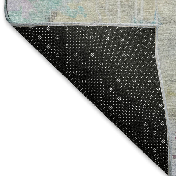 HomeRoots 8' Abstract Taupe, Teal & Purple Area Rug - Washable, UV-Protected, Stain-Resistant for High Traffic! 692152