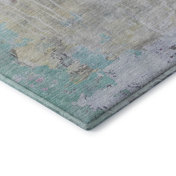 HomeRoots 8' Abstract Taupe, Teal & Purple Area Rug - Washable, UV-Protected, Stain-Resistant for High Traffic! 692152