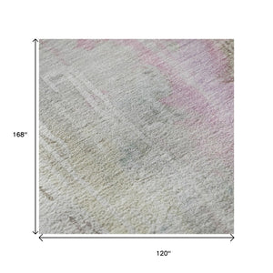 HomeRoots 10' Taupe, Teal & Purple Abstract Washable Area Rug - UV Protected, Durable, Non-Slip, Easy Care! 692154