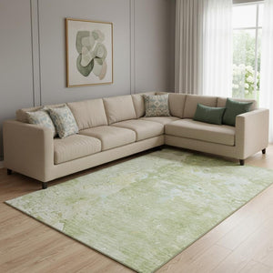 HomeRoots 8' Artichoke Green & Gold Abstract Washable Area Rug - UV Protected, Durable, Non-Slip Design! 692158