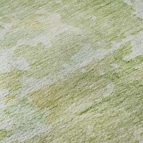 HomeRoots 9' X 12' Artichoke Green & Gold Abstract Area Rug - Washable, UV Protected, Durable for High Traffic Spaces 692159
