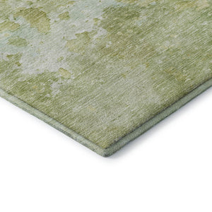 HomeRoots 10' Artichoke Green & Gold Abstract Washable Area Rug - Durable, UV-Protected, Perfect for Busy Homes 692160
