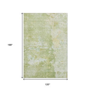 HomeRoots 10' Artichoke Green & Gold Abstract Washable Area Rug - Durable, UV-Protected, Perfect for Busy Homes 692160