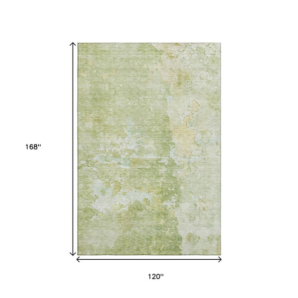 HomeRoots 10' Artichoke Green & Gold Abstract Washable Area Rug - Durable, UV-Protected, Perfect for Busy Homes 692160