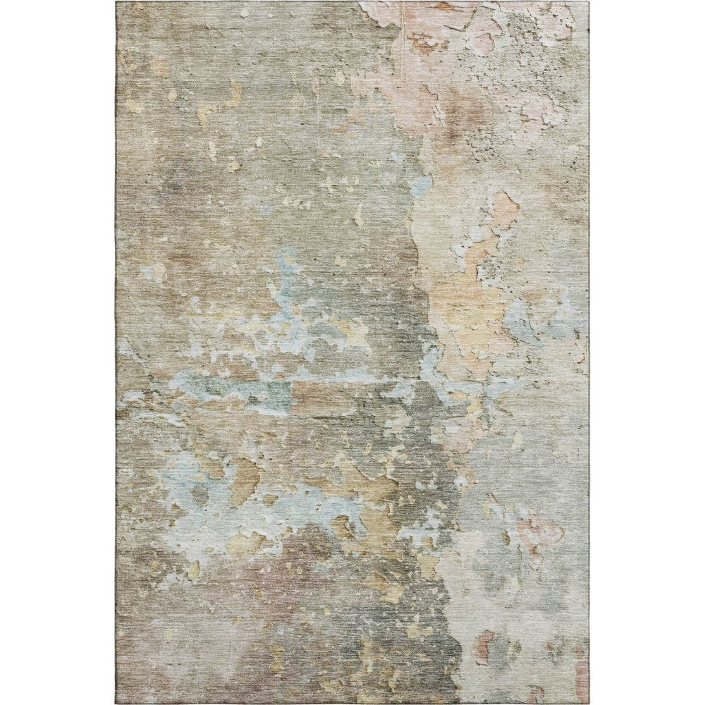 HomeRoots 8' Transitional Abstract Area Rug in Brown, Beige & Blue – Washable, Stain-Resistant & UV-Protected! 692164