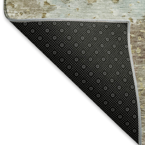 HomeRoots 9' Abstract Brown Beige and Blue Washable Area Rug with UV Protection – Perfect for Active Homes! 692165