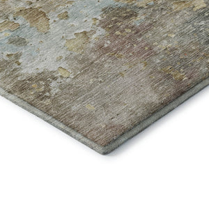 HomeRoots 9' Abstract Brown Beige and Blue Washable Area Rug with UV Protection – Perfect for Active Homes! 692165