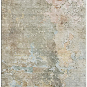 HomeRoots 9' Abstract Brown Beige and Blue Washable Area Rug with UV Protection – Perfect for Active Homes! 692165