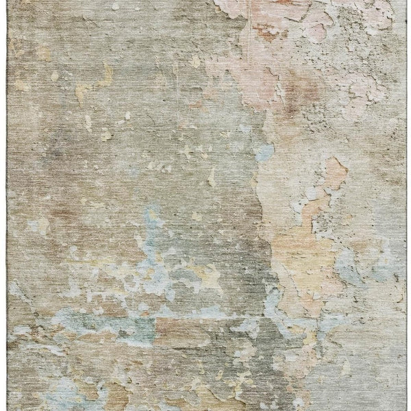 HomeRoots 9' Abstract Brown Beige and Blue Washable Area Rug with UV Protection – Perfect for Active Homes! 692165