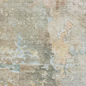 HomeRoots 10' X 14' Stylish Brown Beige and Blue Abstract Washable Area Rug with UV Protection & Non-Slip Backing 692166