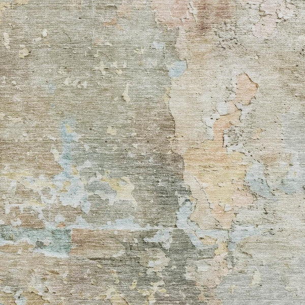 HomeRoots 10' X 14' Stylish Brown Beige and Blue Abstract Washable Area Rug with UV Protection & Non-Slip Backing 692166