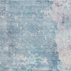 HomeRoots 5' Stylish Washable Abstract Area Rug in Blue, Pink & Gray - Durable, UV-Protected for Busy Homes 692168