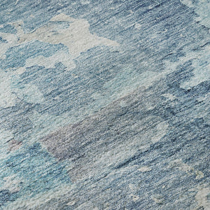 HomeRoots 8' X 8' Abstract Washable Round Rug in Blue, Pink & Gray - UV Protected, Stain Resistant & Non-Slip! 692169