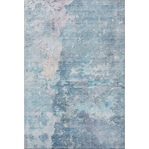 HomeRoots 8' Blue Pink and Gray Abstract Area Rug - Washable, UV Protected, Perfect for High-Traffic Spaces! 692170