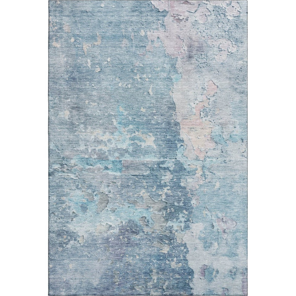 HomeRoots 9' X 12' Modern Blue Pink Gray Abstract Washable Area Rug with UV Protection for Busy Homes 692171