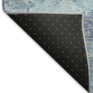 HomeRoots 9' X 12' Modern Blue Pink Gray Abstract Washable Area Rug with UV Protection for Busy Homes 692171