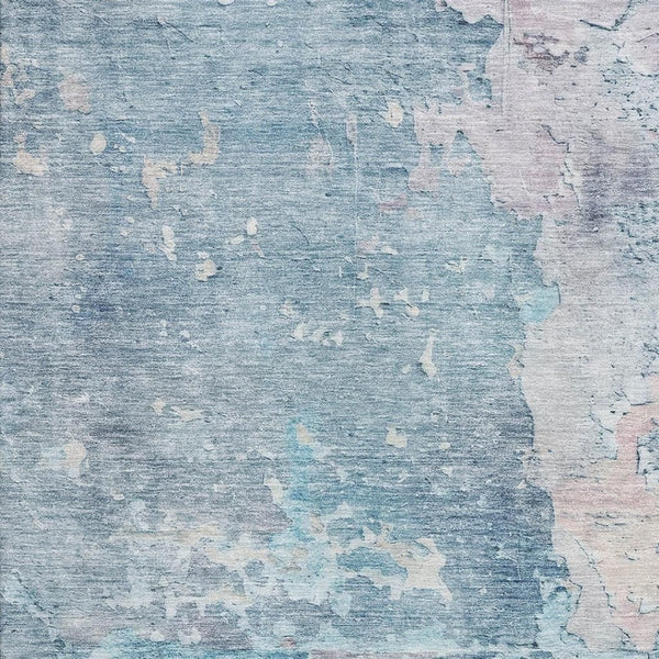 HomeRoots 9' X 12' Modern Blue Pink Gray Abstract Washable Area Rug with UV Protection for Busy Homes 692171