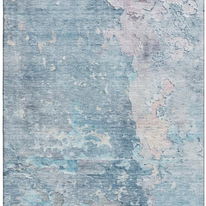 HomeRoots 9' X 12' Modern Blue Pink Gray Abstract Washable Area Rug with UV Protection for Busy Homes 692171