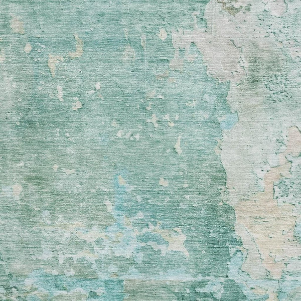 HomeRoots 8' Stunning Emerald Aqua Ivory Abstract Washable Area Rug - UV Protected, Stain-Resistant, Durable! 692176