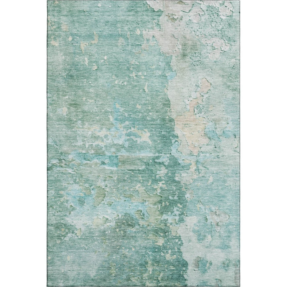 HomeRoots 10' Contemporary Abstract Washable Area Rug in Emerald, Aqua & Ivory with UV Protection & Durability 692178