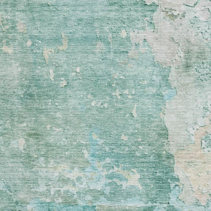 HomeRoots 10' Contemporary Abstract Washable Area Rug in Emerald, Aqua & Ivory with UV Protection & Durability 692178