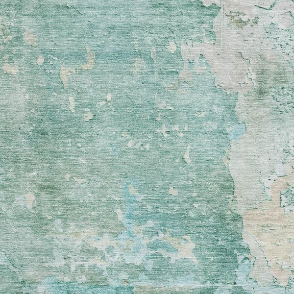 HomeRoots 10' Contemporary Abstract Washable Area Rug in Emerald, Aqua & Ivory with UV Protection & Durability 692178