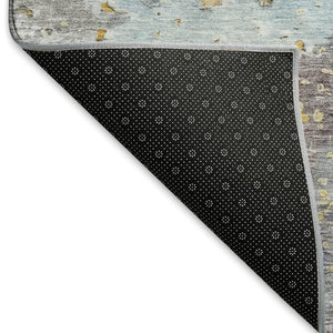HomeRoots 8' Granite Gray Teal & Blush Abstract Washable Area Rug - UV Protected, Stain Resistant, Durable Design 692182