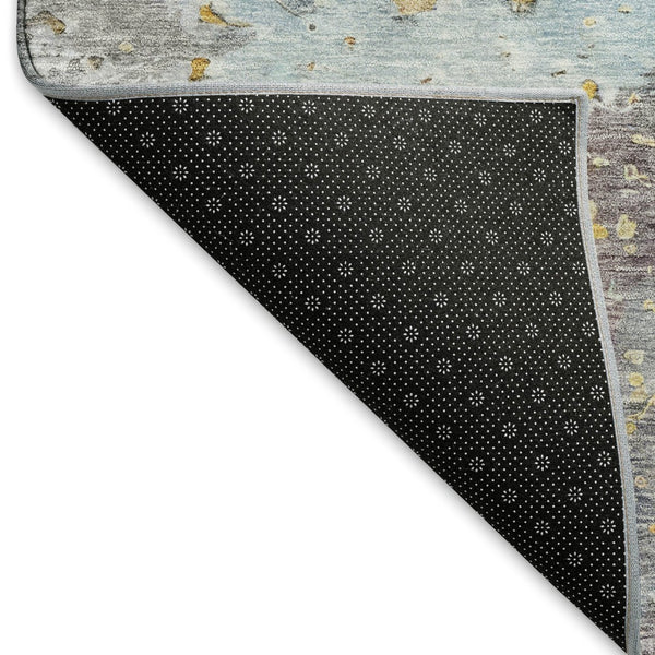 HomeRoots 8' Granite Gray Teal & Blush Abstract Washable Area Rug - UV Protected, Stain Resistant, Durable Design 692182