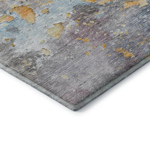 HomeRoots 8' Granite Gray Teal & Blush Abstract Washable Area Rug - UV Protected, Stain Resistant, Durable Design 692182