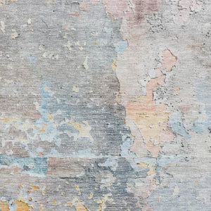 HomeRoots 8' Granite Gray Teal & Blush Abstract Washable Area Rug - UV Protected, Stain Resistant, Durable Design 692182